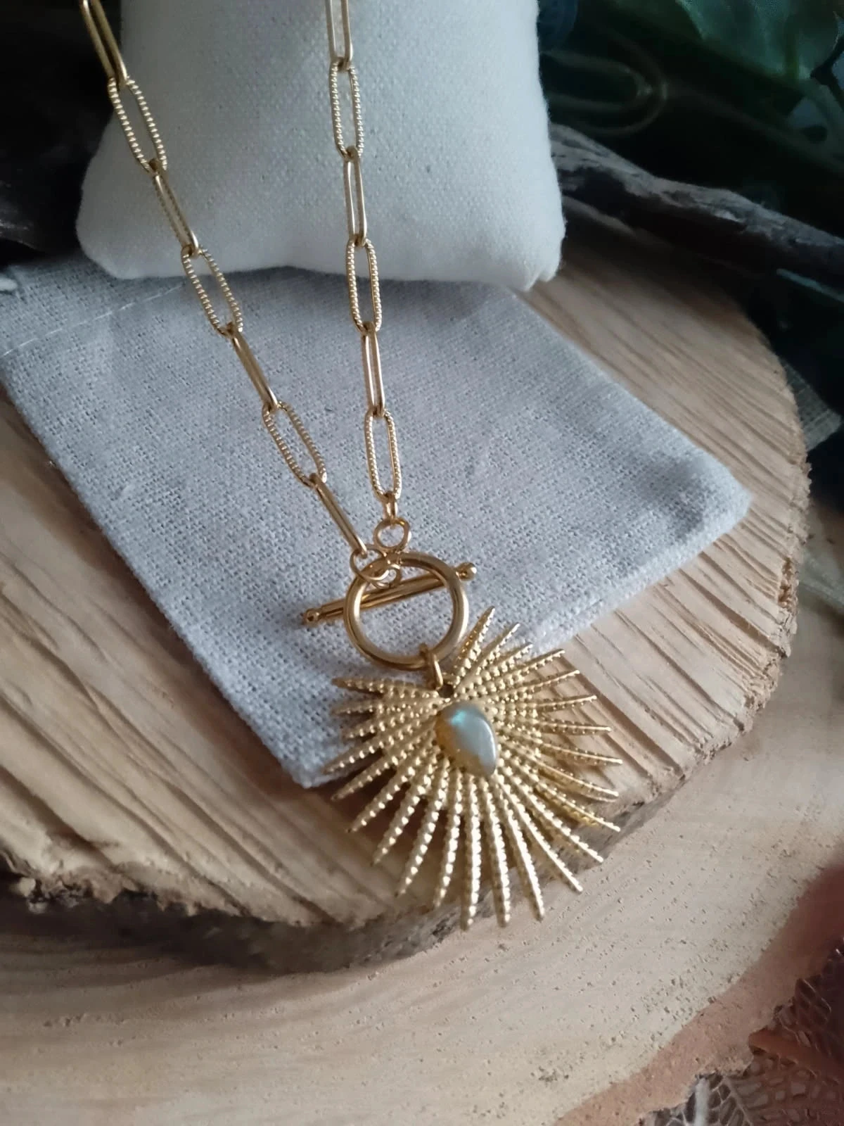 Collier cœur soleil et pierre de labradorite naturelle – photo 2
